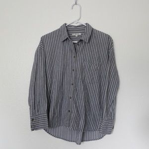 Madewell Gray White Striped Button Up Medium